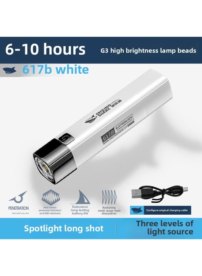 Mini High-intensity Flashlight Portable Compact Hiking Daily Carry Power Bank Handheld Torch Light Side Illumination-Color:617b-white  - Image 1