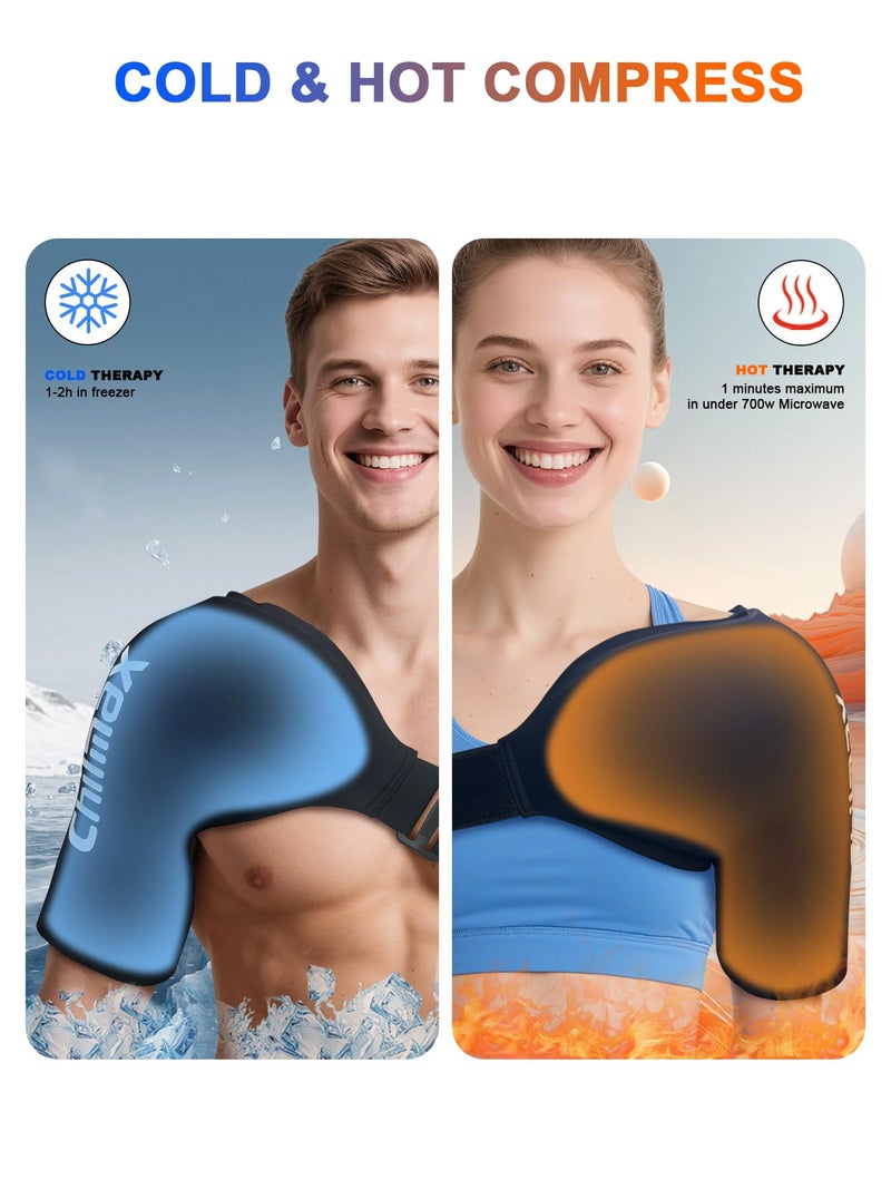 Chilmax Shoulder Ice Pack Rotator Cuff and Arm Cold Therapy,Reusable Hot Gel Wrap,Instant Relieve Shoulder Pain, Fatigue, Sports Injury, Surgery Recovery Gifts for Men & Women (Standard Black) - Image 5