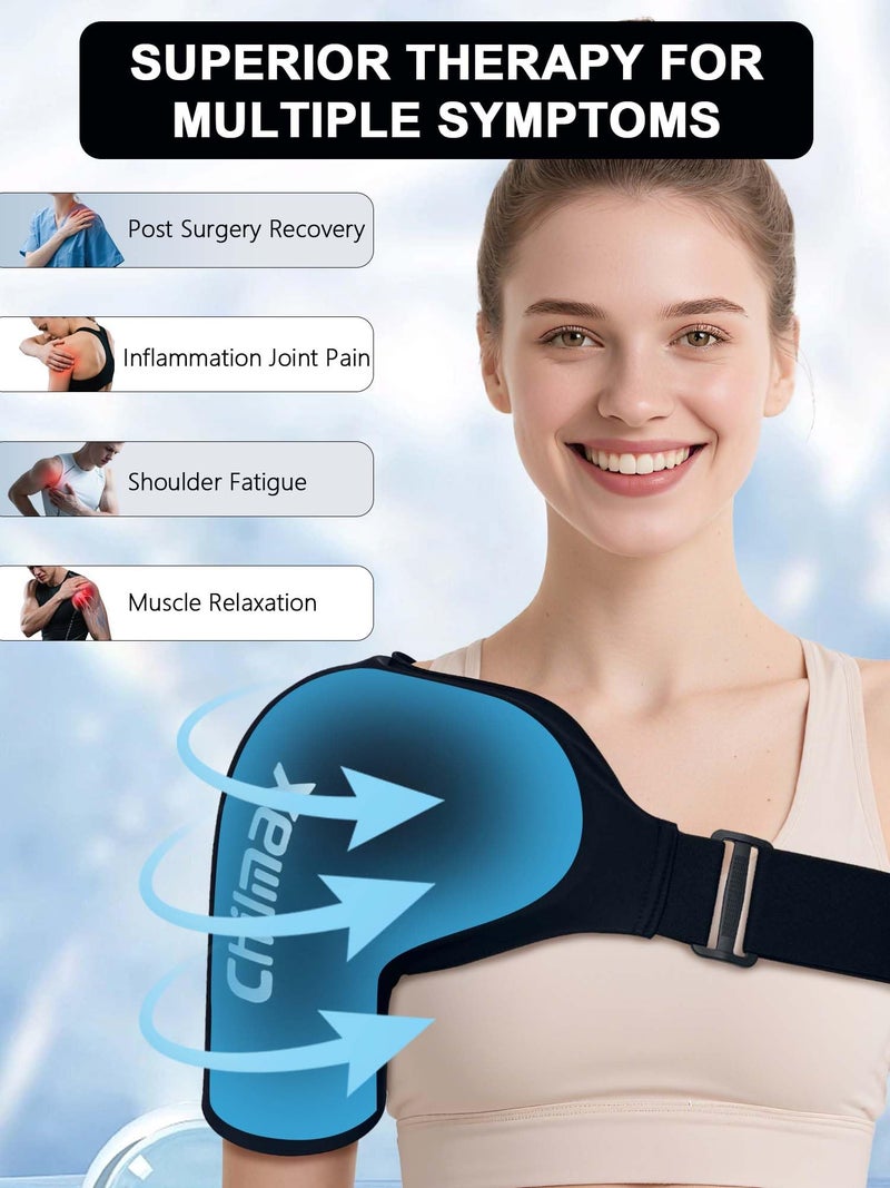 Chilmax Shoulder Ice Pack Rotator Cuff and Arm Cold Therapy,Reusable Hot Gel Wrap,Instant Relieve Shoulder Pain, Fatigue, Sports Injury, Surgery Recovery Gifts for Men & Women (Standard Black) - Image 3