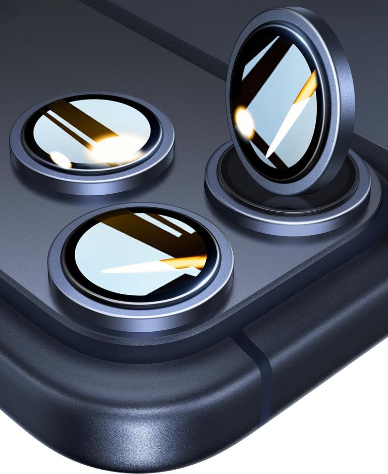 GadgetBite Orbix Lens Protector Compatible With iPhone 17 Pro & 17 Pro Max – 9H Tempered Glass Camera Cover with Metal Ring, Scratch-Resistant,Camera Lens Protection - Dark Blue - Image 2