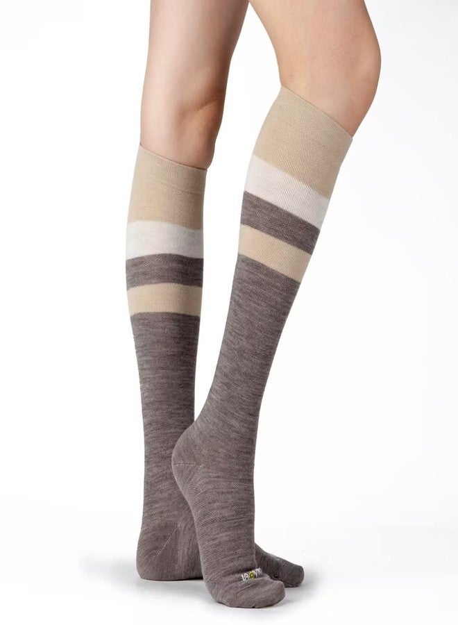 ja vie 80% Merino Wool Extra Comfort Graduated Compression Stripe Socks for Women & Men (15-20mmHg) - Image 4