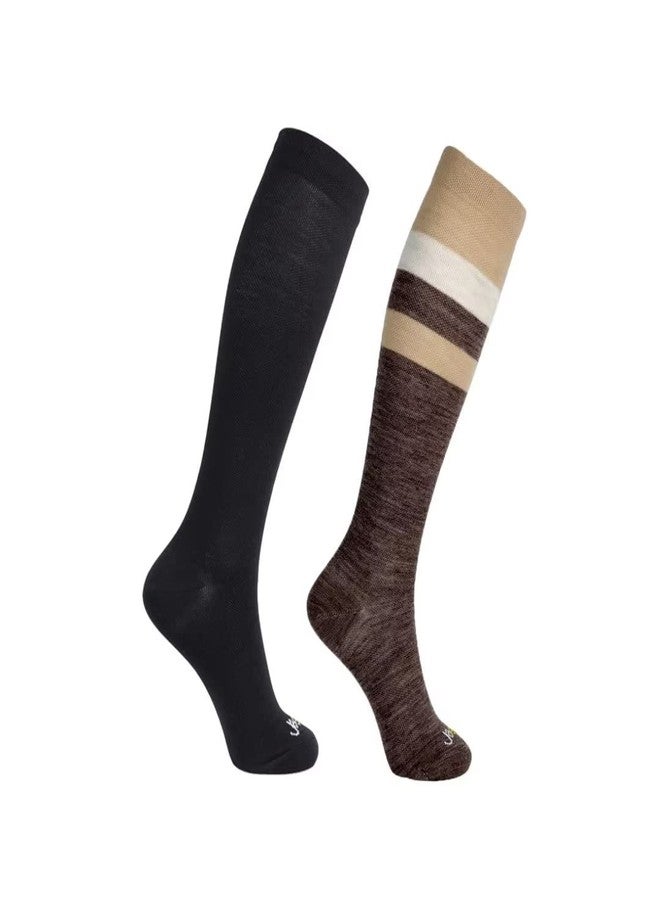 ja vie 80% Merino Wool Extra Comfort Graduated Compression Stripe Socks for Women & Men (15-20mmHg) - Image 1