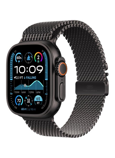 Generic Metal Strap For Apple Watch Ultra 2 (2024) 49mm Smartwatch, Titanium Metal Sport Strap Watch with Milanese Loop (Black)