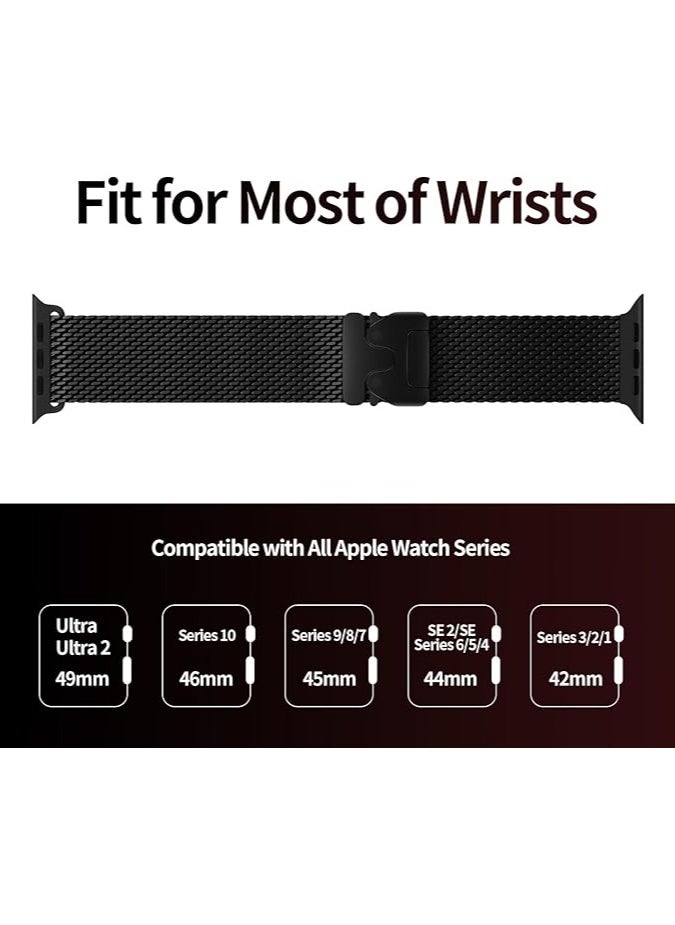 Denx - Generic Metal Strap For Apple Watch Ultra 2 (2024) 49mm Smartwatch, Titanium Metal Sport Strap Watch with Milanese Loop (Black) - Image 1