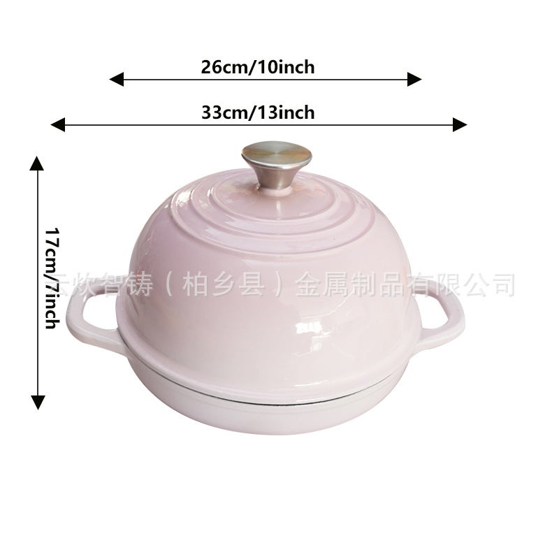 24cm White Enamel Cast Iron Bread Pot for Sourdough Baking -  Non-Stick - Image 3