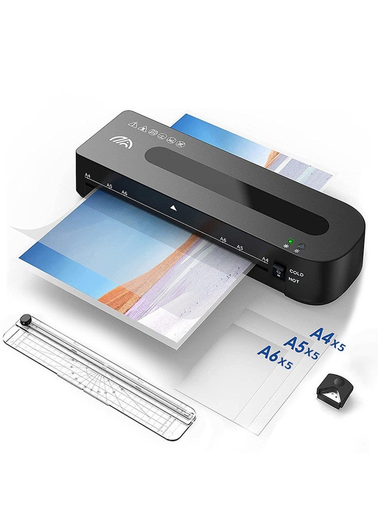 Laminator Machine for A4/A5/A6, for Home Office School Use 9 inch Max Width Quick Warm-Up Paper Trimmer Corner Rounder Hole Puncher 15 Laminating Pouches