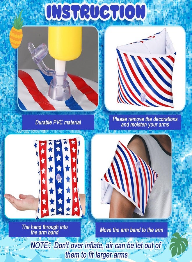 Vertintong 4 Pack Adult Arm Floaties for Summer American 250th Anniversary Patriotic Inflatable Water Wings Memorial Day Pool Arm Float Men Women 4th of July Water Swimming Ring for Swimming Pool Party - Image 4