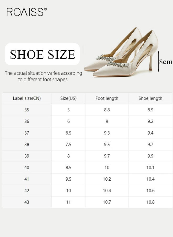 Women Pointed Toe Pumps, Stylish Elegant Rhinestone High Heels for Ladies, Chic Stilettos with 8cm Heel Height, Perfect for Parties, Wedding, Dates and More