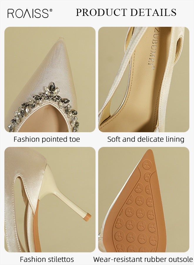 Women Pointed Toe Pumps, Stylish Elegant Rhinestone High Heels for Ladies, Chic Stilettos with 8cm Heel Height, Perfect for Parties, Wedding, Dates and More
