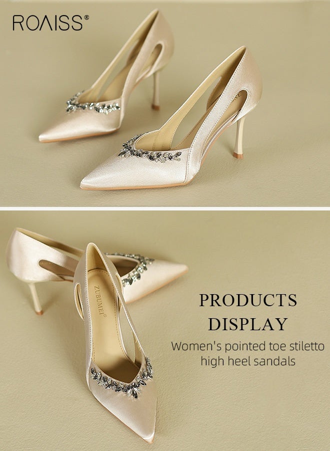 Women Pointed Toe Pumps, Stylish Elegant Rhinestone High Heels for Ladies, Chic Stilettos with 8cm Heel Height, Perfect for Parties, Wedding, Dates and More