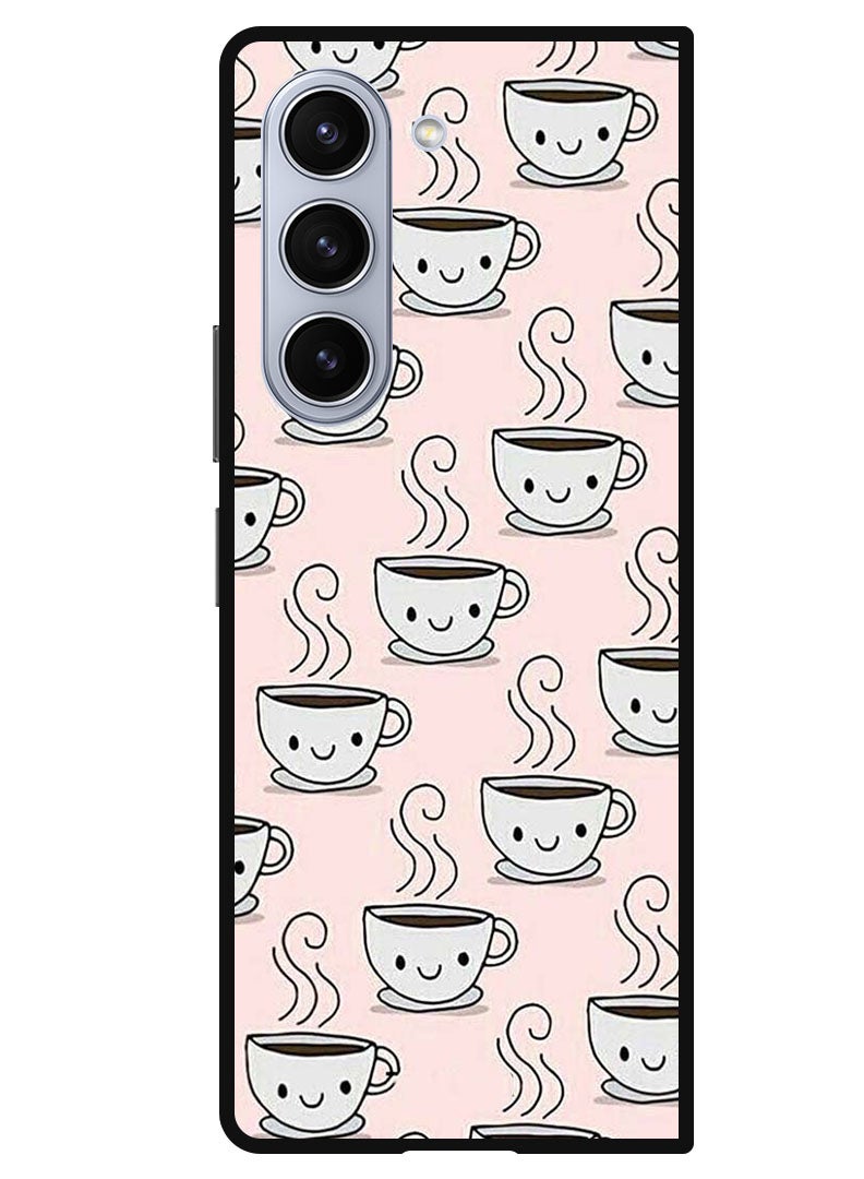 Theodor Protective Case Anti Scratch Shock Proof Bumper Cover For Samsung Galaxy Z Fold 5 Coffee Pink Bg - Image 1