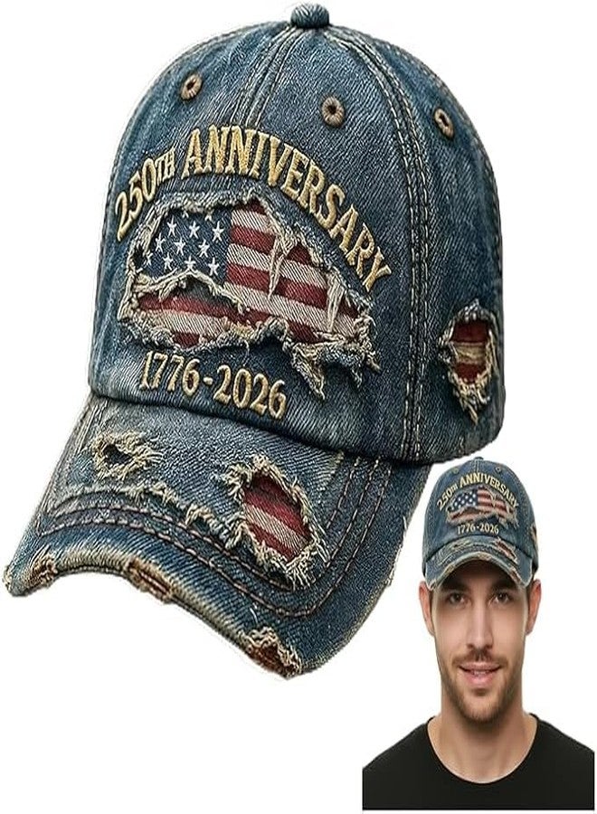 OANM studio 250th Anniversary USA Hat Eagle 250 Year American Anniversary Baseball Cap Adjustable Patriotic Hats - Image 1