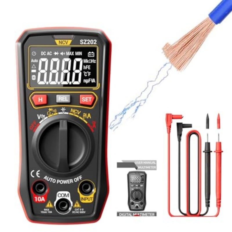 Digital Multimeter Tester for AC DC Voltage and Resistance, Handheld Electrical Voltmeter with NCV Detection, Portable Measuring Tool with Backlit LCD Screen and Kickstand for Home and Industry - Image 1