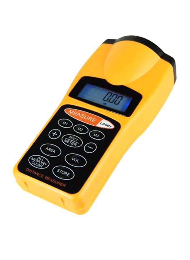 جهاز قياس مسافات يعمل بالموجات فوق الصوتية مزود بمؤشر ليزري أصفر/أسود - Image 1