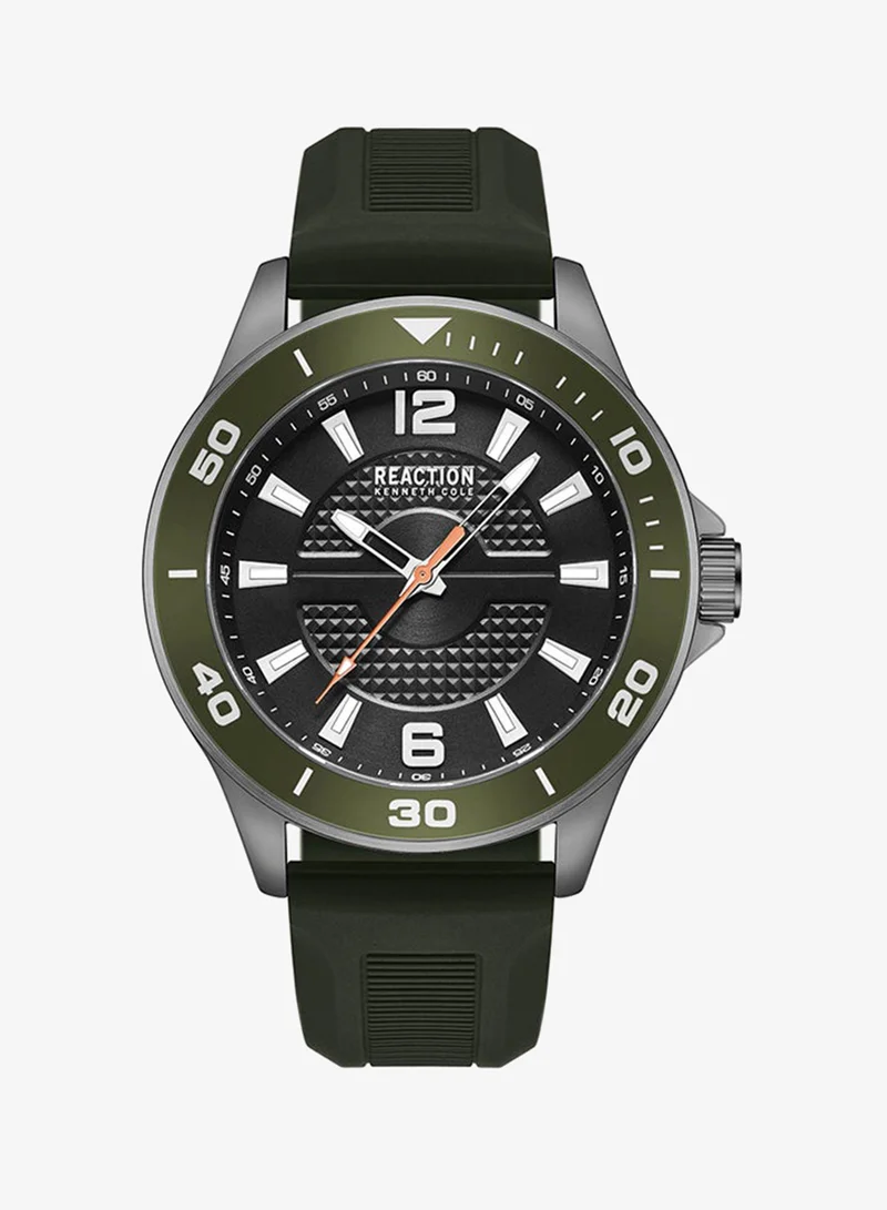Kenneth Cole Reaction Analog Gents Watch With Dark Green Silicon Strap 46mm - KRWGM9007101