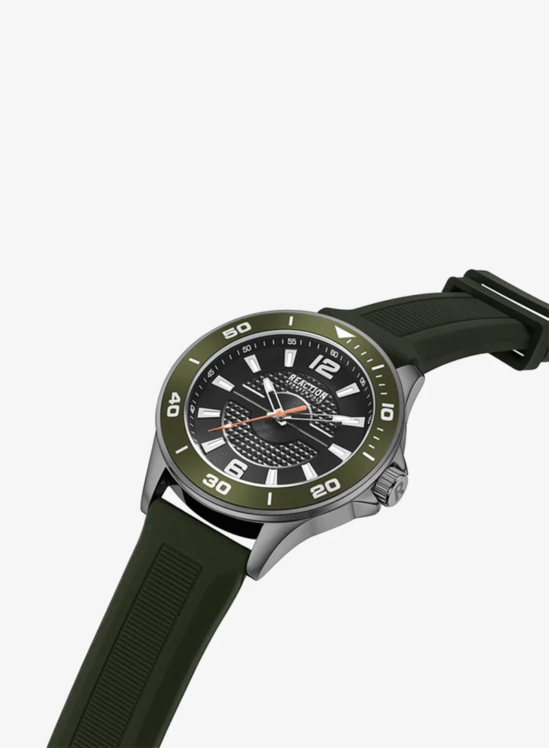 Kenneth Cole Reaction Kenneth Cole Reaction Analog Gents Watch With Dark Green Silicon Strap 46mm - KRWGM9007101