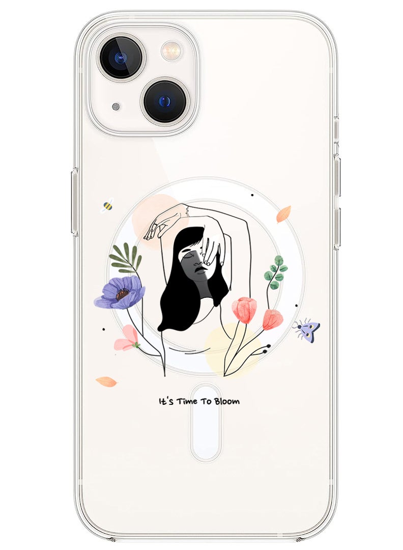 Theodor Magnetic Case for iPhone 14 6.1-inch Compatible with MagSafe Wireless Charging, Shockproof Phone Bumper Cover Bloom2 - Image 1