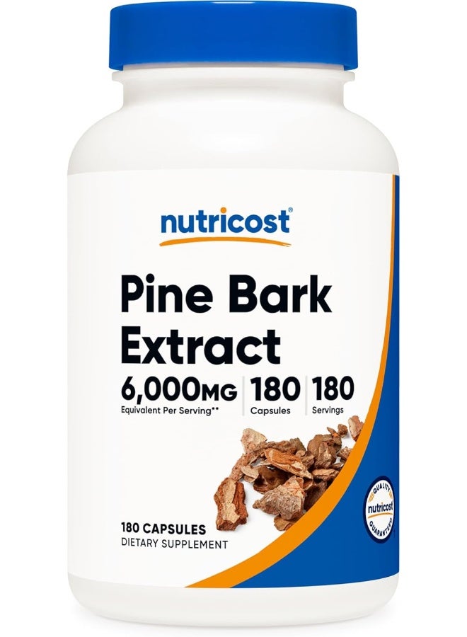 Nutricost Pine Bark Extract 6000Mg, 180 Capsules, Standardized To Contain 95% Proanthocyanidins - Non-Gmo, Gluten Free - Image 1