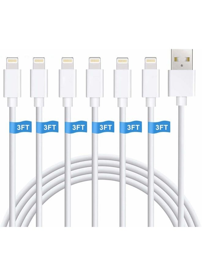 Sundix iPhone Charger, 6Pack 3FT Lightning Cable iPhone Charger Cable Charging Cord Compatible iPhone Xs MAX XR X 8 8Plus 7 7Plus 6s 6sPlus 6 6Plus SE 5 SE & More (White) - Image 1