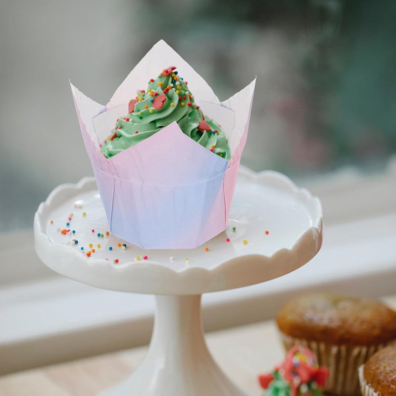 VICASKY Gradient Coated Paper Baking Cups, 100pcs Grease-resistant Muffin Liners for Oven Baking, Heat-resistant Cupcake Wrappers Suitable for Home Desserts and Party Use - Image 5