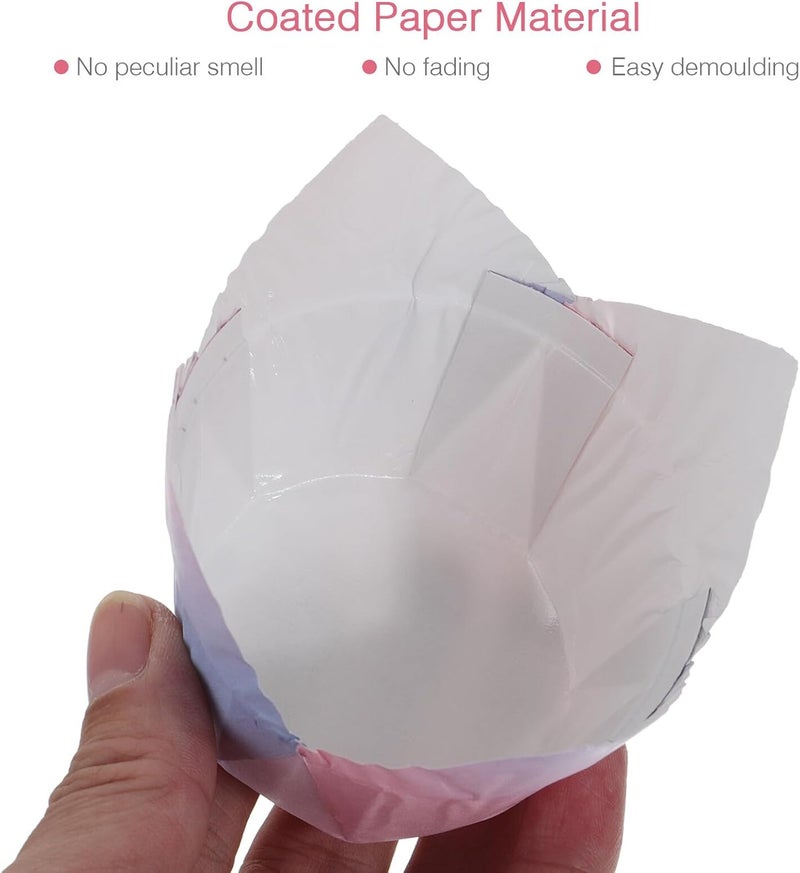 VICASKY Gradient Coated Paper Baking Cups, 100pcs Grease-resistant Muffin Liners for Oven Baking, Heat-resistant Cupcake Wrappers Suitable for Home Desserts and Party Use - Image 4