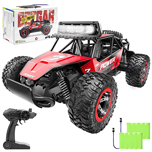 BEZGAR TB141 RC Cars 114 Rc Cars for Boys Age 47 with Two Rechargeable Batteries Fast Rc Monster Truck for Kids Adults All Terrains Remote Control Car for Boys 812 with LED Headlight Red - Image 1