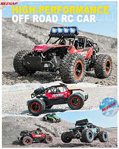 BEZGAR TB141 RC Cars 114 Rc Cars for Boys Age 47 with Two Rechargeable Batteries Fast Rc Monster Truck for Kids Adults All Terrains Remote Control Car for Boys 812 with LED Headlight Red - Image 5