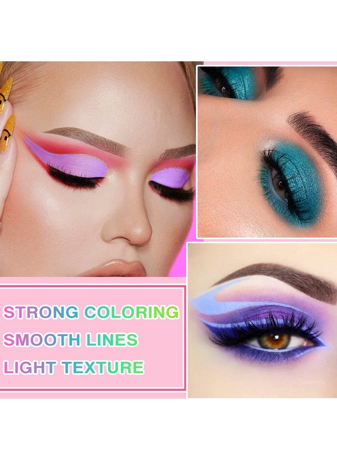 WYBLZPXZ 12 Colors Colorful Eyeliner Pencils Set Glitter Colored Eyeliner Pen Kit Metallic Pearl Green Purple White Blue Matte Eye Shadow Pencil Long Lasting Waterproof Professional Eye Makeup Pen Set (12Pcs) - Image 3