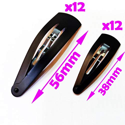 HP HIGH PROFILE Small and Large Combo Set Tic Tac Hair Clips for Women Girls and Children - 24Pcs (pack of 2) - Black Matte - Image 3