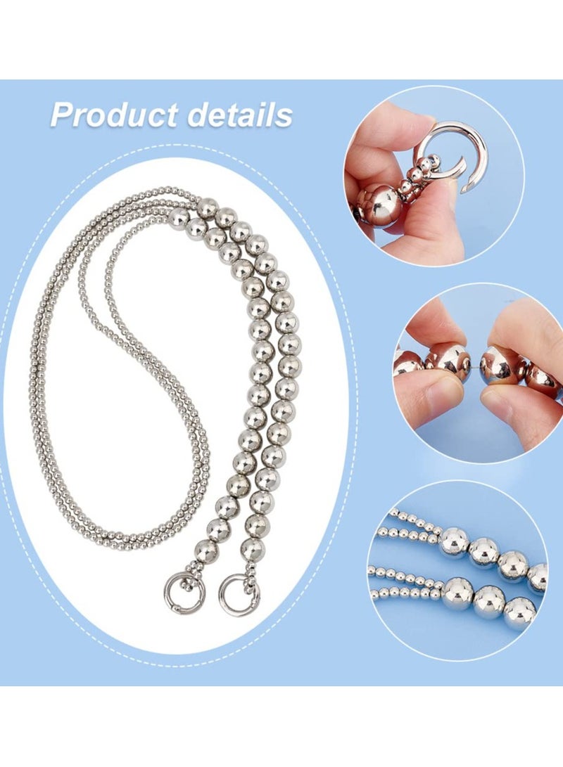 SYOSI SYOSI Pearl Bag Chain, Silver Pearl Purse Strap 14mm 5mm Beaded Bag Strap Acrylic Pearl Bead Handle Replacement Chain Long Handbag Chain with 23mm Spring Gate Rings for Crossbody Bag (43 Inch) - Image 4
