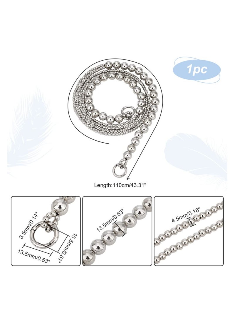 SYOSI SYOSI Pearl Bag Chain, Silver Pearl Purse Strap 14mm 5mm Beaded Bag Strap Acrylic Pearl Bead Handle Replacement Chain Long Handbag Chain with 23mm Spring Gate Rings for Crossbody Bag (43 Inch) - Image 5