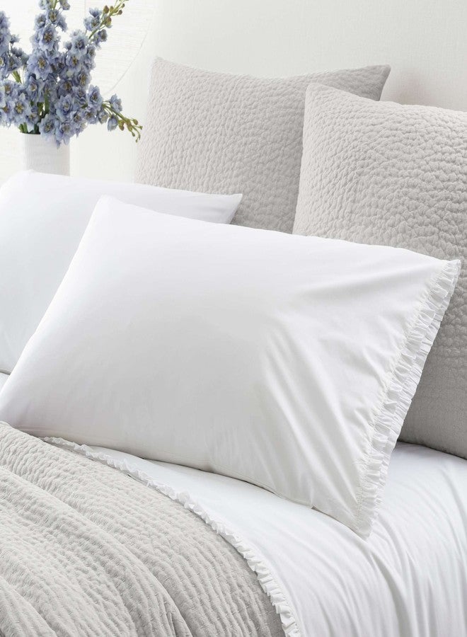 Pine Cone Hill Classic Ruffle White Pillowcases (Pair), Standard Size, White Solid Pattern - Image 1