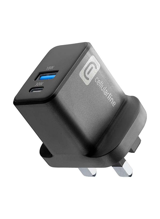 Cellularline Charger 2 Ports 30W - Black