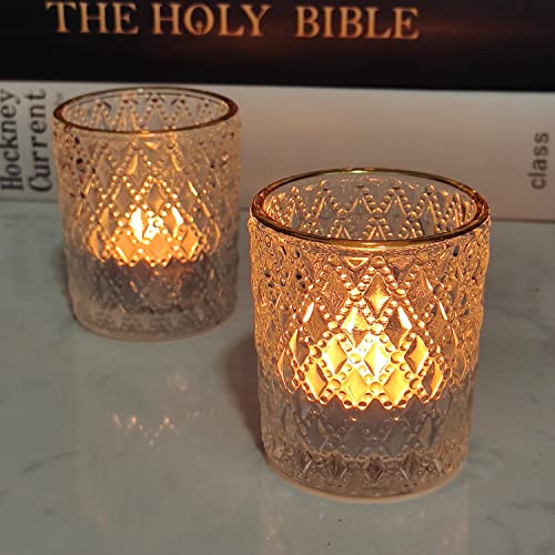SHMILMH Clear Votive Candle Holders, Glass Tealight Candle Holders Bulk with Rim for Wedding Table Centerpiece Birthday Party Thanksgiving Decor, Set of 12 - Image 5