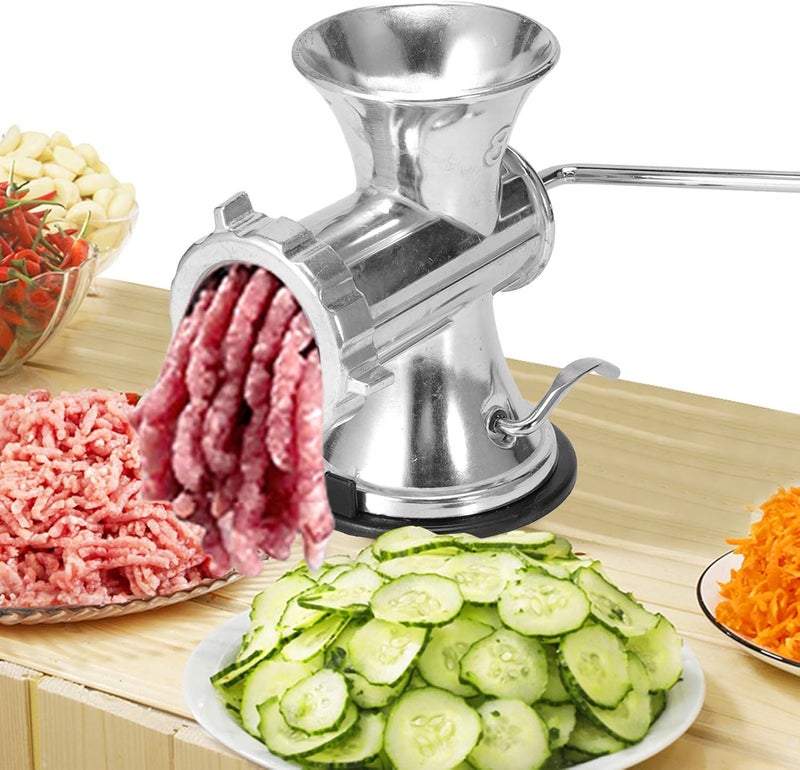 klarako Manual Meat Grinder, Aluminum Alloy Hand Crank Meat Grinding Machine Sausage Stuffer Maker Household Pork Mincer with Vacuum Suction Cup for Home Kitchen Use - Image 4