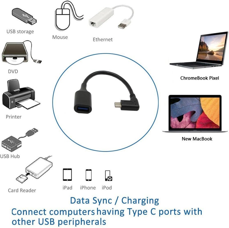 SinLoon USB C OTG CableType C 31 Male CableSinLoon High Speed USB 30 Type A Female to USB 31 C Type C Male Left or Right 90 Degree Angle OTG Sync  Charge Converter Adapter Cable Cord30FCM7inch - Image 4