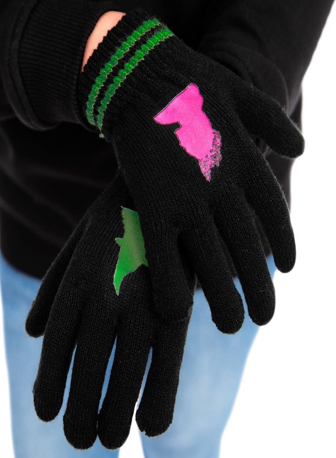 ويكد قبعة وقفازات رائعة للبنات، قبعة وقفازات شتوية للأطفال من غليندا وإلفابا، أخضر، مقاس واحد - Image 3