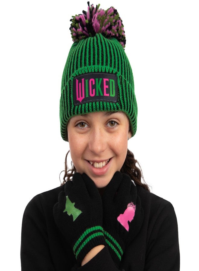 ويكد قبعة وقفازات رائعة للبنات، قبعة وقفازات شتوية للأطفال من غليندا وإلفابا، أخضر، مقاس واحد - Image 2