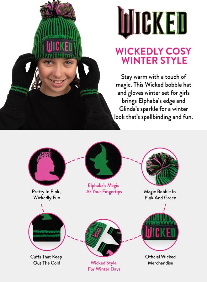 ويكد قبعة وقفازات رائعة للبنات، قبعة وقفازات شتوية للأطفال من غليندا وإلفابا، أخضر، مقاس واحد - Image 4