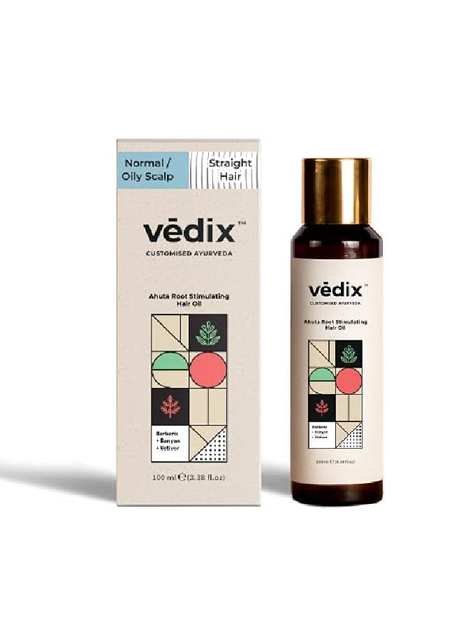 Vedix Hair Oil Ahuta Root Stimulating Customized Ayurvedic Hair Oil For Women With Berberis Banyan And Vetiver For Normal Oily Scalp Straight Hair 100 Ml - Image 2