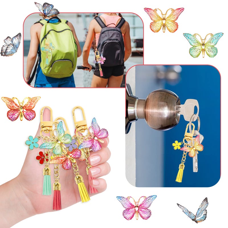 BANBALLON 12 Sets Butterfly Party Favors Tassel Keychain Fairy Party Decorations with Laser Butterfly Flower Gauze Bag Thank You Cards for Birthday Party Baby Shower Goodie Bag Decor (Butterfly) - Image 4