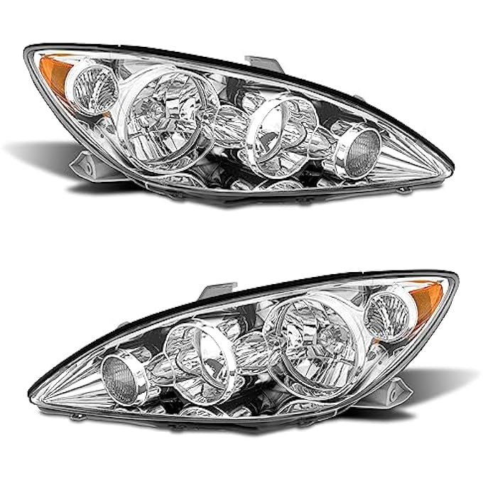 ADCARLIGHTS For 20052006 Camry Headlight Assembly Compatible With 2005 2006 Toyota Camry Chrome Housing With Amber Reflector Headlamp Replacement Left And Right Pair - Image 1