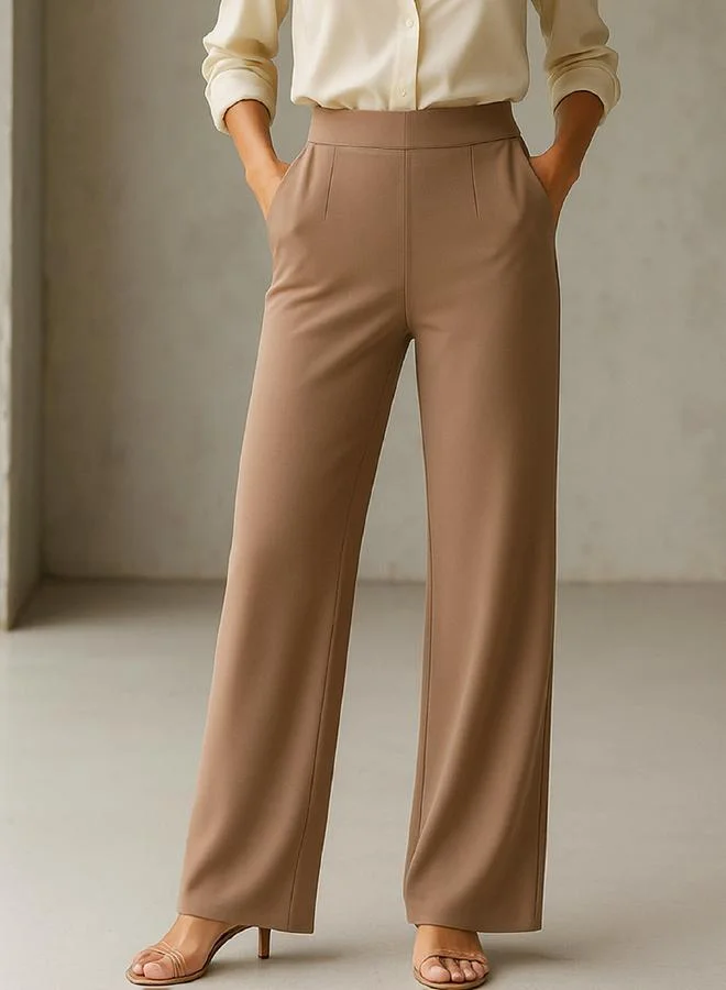 SASSAFRAS Beige Cross Pocket Front Dart Straight Pants