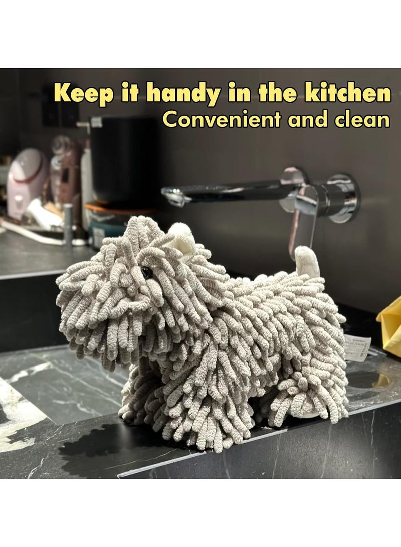 general West Highland Dog Fleece Towel Set 2 - Ultra-Soft Fleece Bath Towel and Kitchen Towel, Bathroom, Sink, Countertop Use Absorbent Decorative Fleece Ball Hanging Towel - Image 2