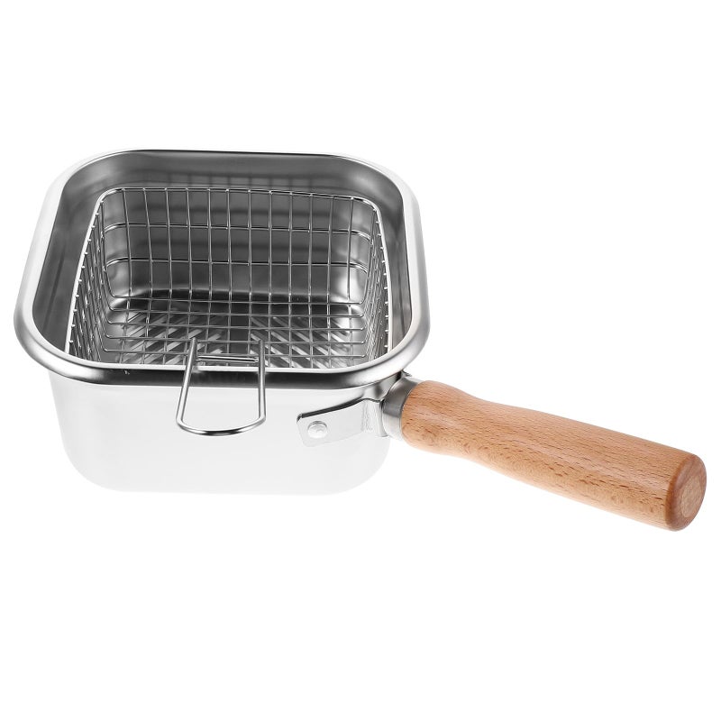 Stainless Steel Deep Fryer Pot With Basket For Stove Home Kitchen And Outdoor Cooking - Image 2