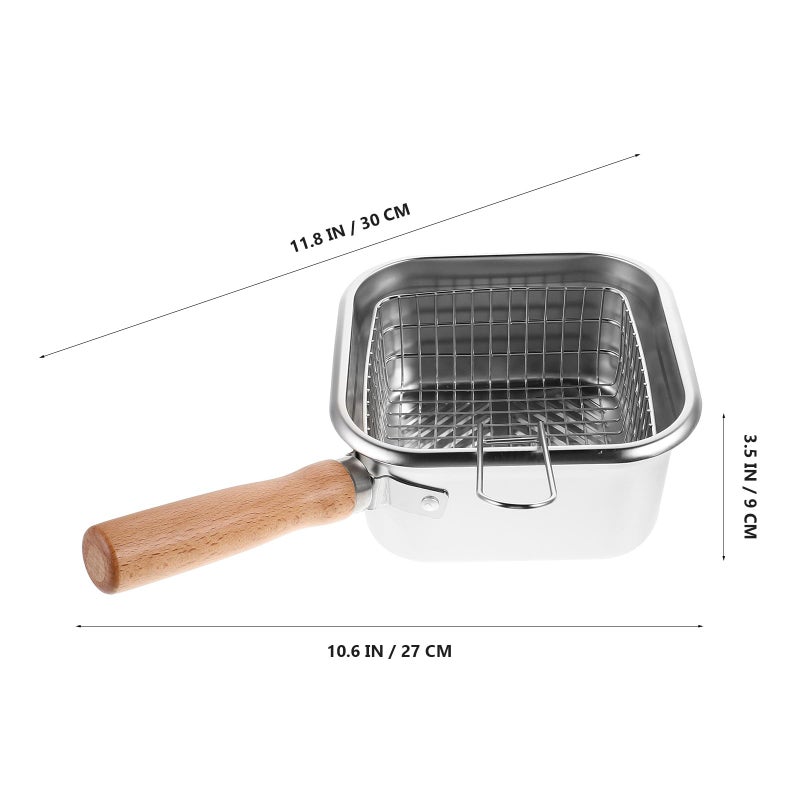 Stainless Steel Deep Fryer Pot With Basket For Stove Home Kitchen And Outdoor Cooking - Image 3