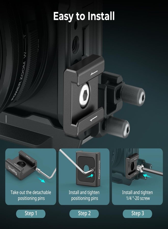 سمول ريج محول حامل بارد مقاوم للتواء SMALLRIG (قطعتان) مع براغي 1/4"-20، للإضاءة LED والفلاش والشاشات والميكروفونات، مزود بدبابيس مضادة للتواء، متوافق مع قفص SMALLRIG - 5032 - Image 5
