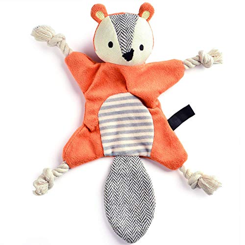 Vitscan Squirrel Plush Toy Stuffless Dog Chew Toy with Rope Knots Crinkle Squeaky Toy for Small Dogs - Image 1