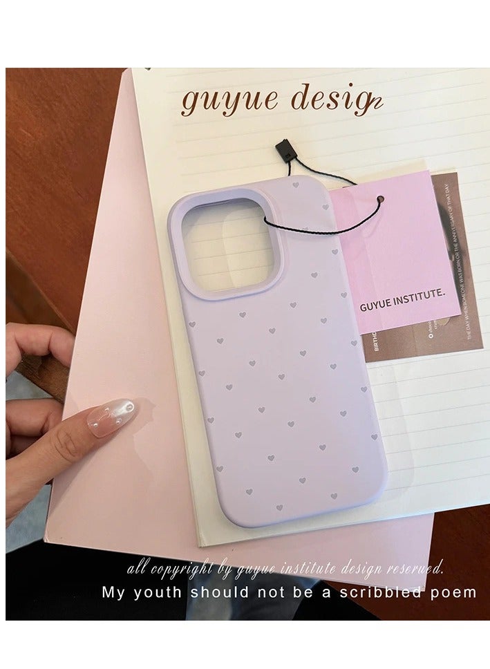 NIBEMINENT Full Screen Little Hearts Protective TPU Case Cover For iPhone 16 Pro, Purple