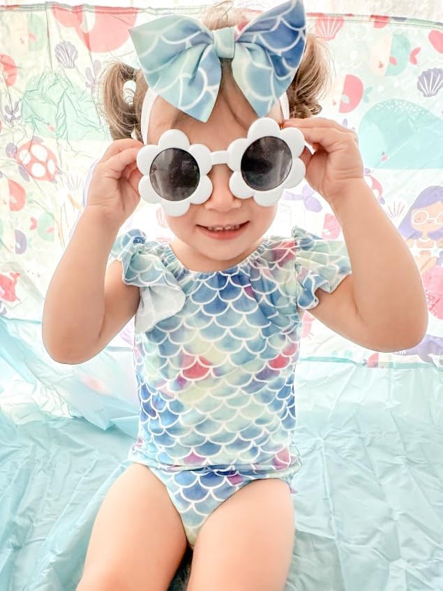 HiHa Toddler Girl Baby Ruffles Mermaid Fish Scale Swimsuit One Piece Swimwear Bathing Sunsuit (One Piece, 6-12months) - Image 3